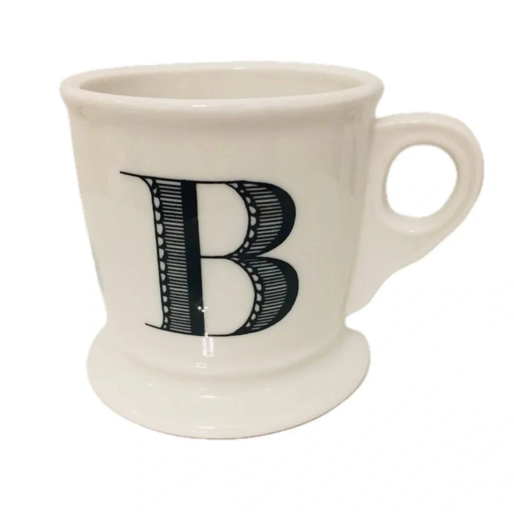 Anthropologie B Initial Mug black white coffee monogram